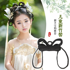 汉服假发一体式儿童古风假发女童日常古装懒人发髻盘发造型垫发包