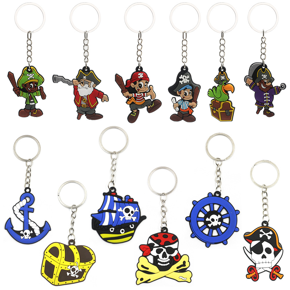 Cross-border pirate keychain Halloween One Piece PVc soft key chain bag ornaments manufacturers spot wholesale
