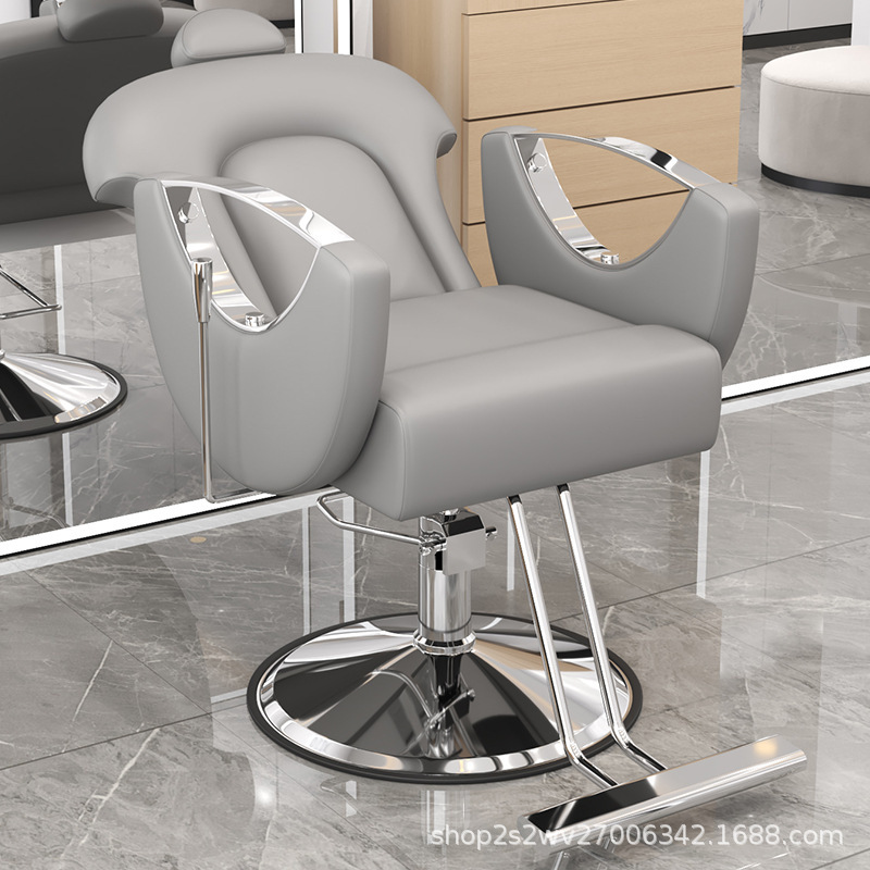 Sillas de barbería transfronterizas reclinables, sillas giratorias para salón de peluquería de alta gama, taburetes de corte de pelo, asiento de elevación y teñido
