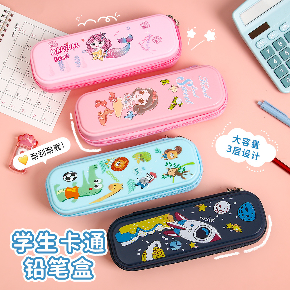 Caja de lápices de dibujos animados para niños y niñas estilo ins escuela primaria capacidad de alta capacidad estuche para lápices caja de papelería resistente al desgaste multifuncional de doble capa