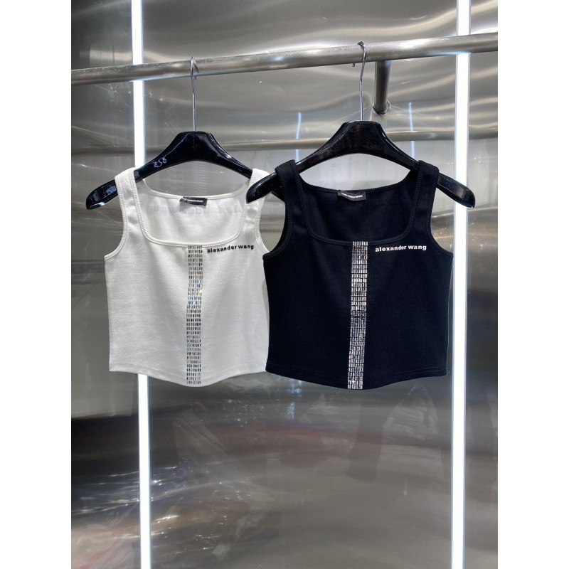 

aw king 23 spring/summer new style casual letter printing with diamonds sleeveless slim fit tank top, White