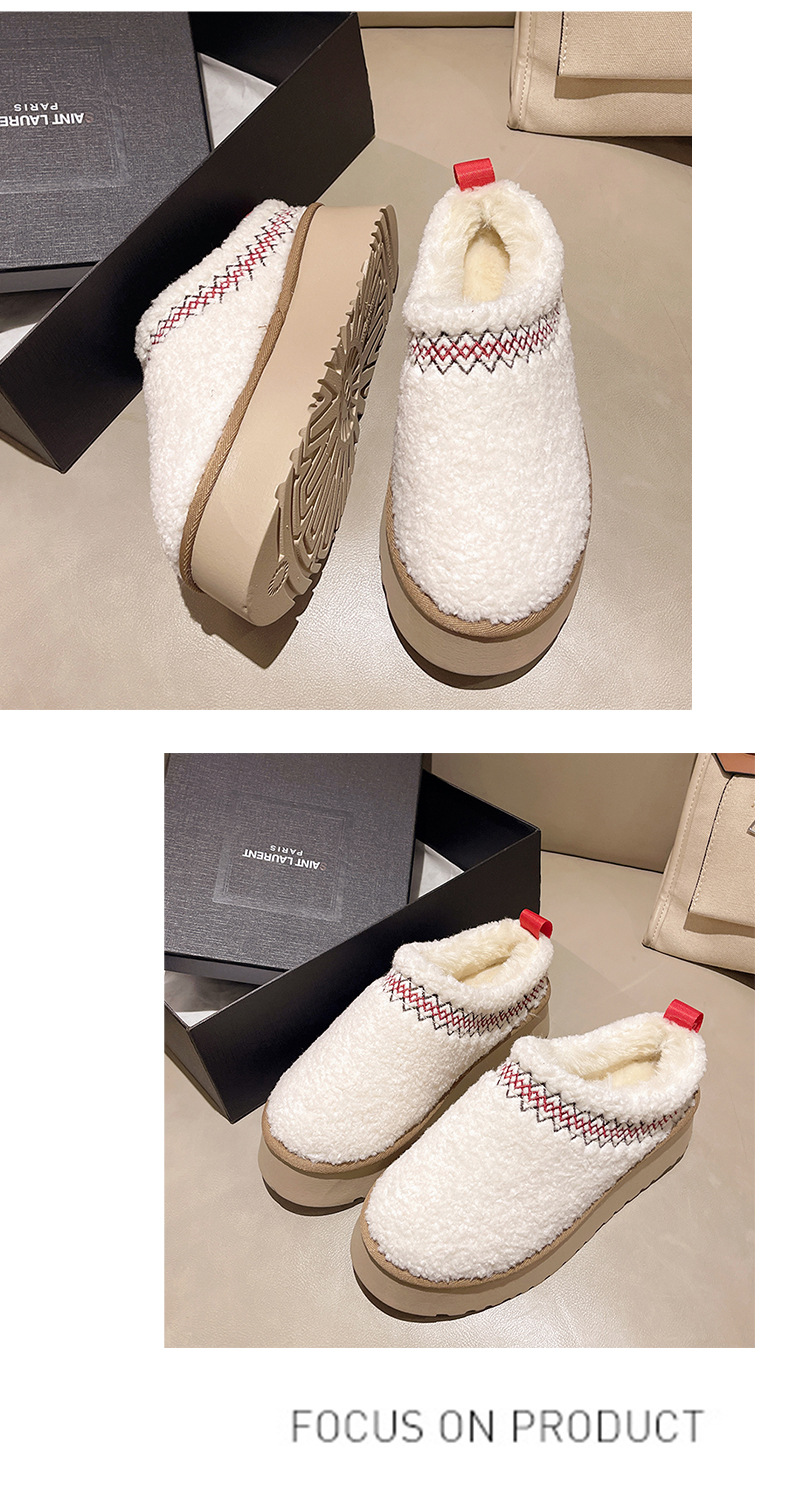 Zapatos de mujer Zapatillas de media caña cerradas con suela gruesa para mujer, otoño e invierno, además de zapatos de algodón cálidos y perezosos de terciopelo para mujer_voghion.com