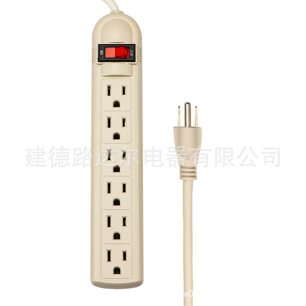 南美6孔竖插110/220V排插14、16、18AWG接线板插座 power strip