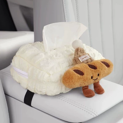 Paper Box Cute Creative Practical – Car tissue box/set - khaki-hat-baguette-horizontal-version-puff-tissue-box
