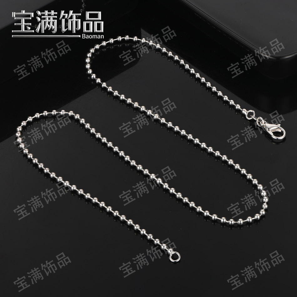 Wholesale Foreign Trade Silver Jewelry Korean Style Exquisite 2mm Round Bead Necklace 40-75cm Fashionable Simple 925 Silver Plated Jewelry