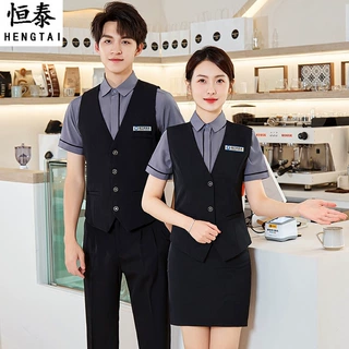 酒吧KTV服务员工作服马甲衬衫套装男女咖啡厅西餐厅服务员工装秋