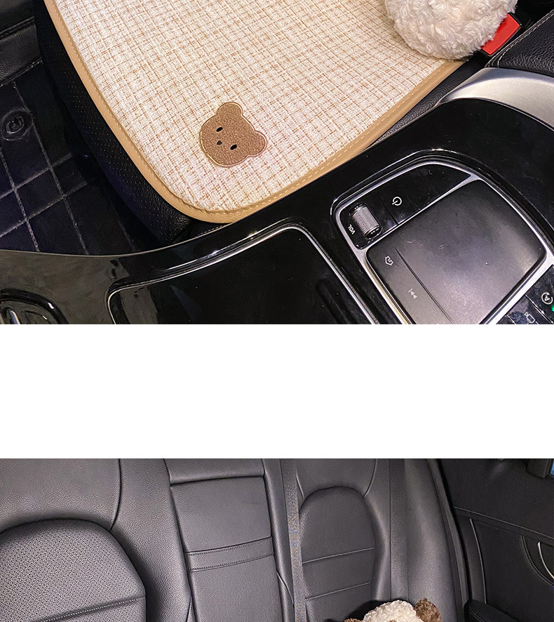 Car seat cushion universal four seasons linen car ventilated seat cushion summer cartoon cute seat cover anti-dirty and permeable women