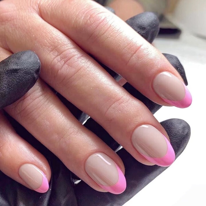 French Almond Manicure Summer Fresh Rose Red Edge Nails European and American Ins Style Fake Nails Finished Wearable Nails