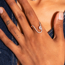 欧美新款微镶水滴开口戒指个性新颖指环高级感女士首饰配饰ring