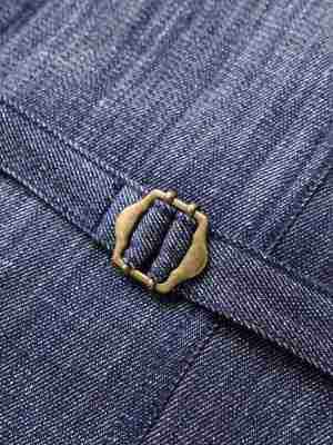 Áo vest denim nữ cổ chữ V phong cách retro, áo khoác mặc ngoài dáng suông dài 50–65 cm — Xanh cổ điển