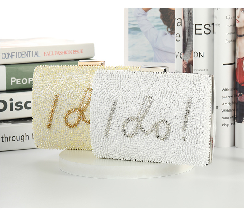 Elegant Style Square Shape White Yellow Plastic Letter Square Evening Bags