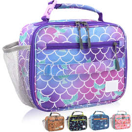 儿童卡通印花保温午餐包学生上学便携餐袋户外游玩食物收纳手提包