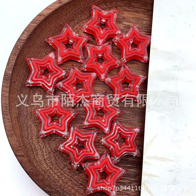 糖果色五角星镂空散珠 diy星星中珠串珠配件 手链项链手机链珠子|undefined