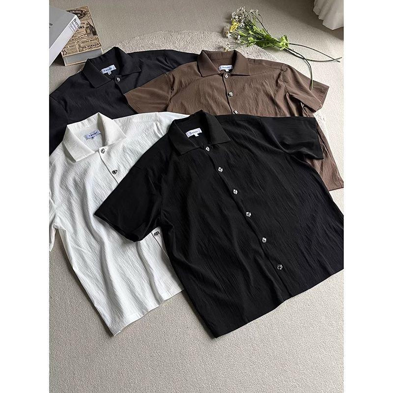 Xanvas Eternal Flower Texture Blended Shirt Men's Summer Cleanfit Short-Sleeve Shirt Old Money Style Outfit