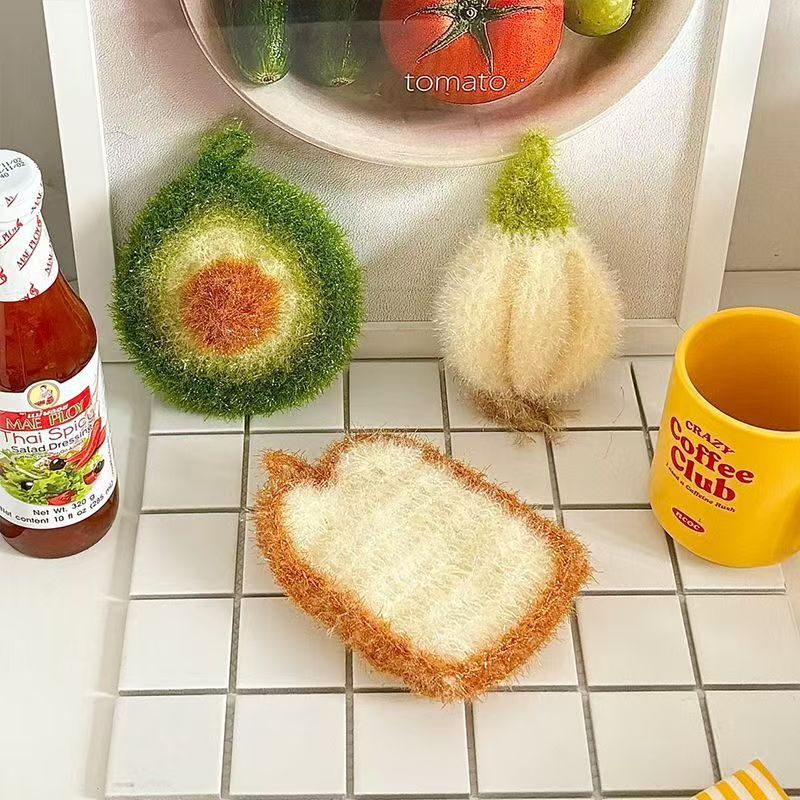 Korean Avocado Dish Towel, Garlic Toast Bread Combo, Kitchen Gadget, Cleaning Sponge, Dishwashing Cloth Korean Avocado Dish Towel, Garlic Toast Bread Combo, Kitchen Gadget, Cleaning Sponge, Dishwashing Cloth
