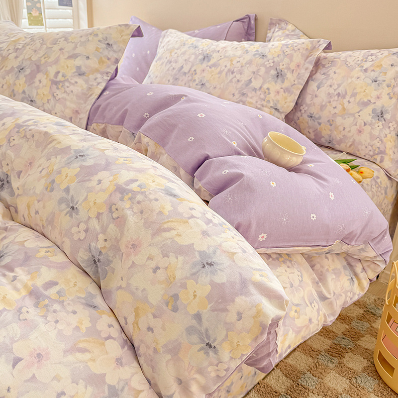 Cama de algodón de cuatro piezas de algodón puro 2025 nuevo estilo sábana funda de edredón sábana ropa de cama de tres piezas