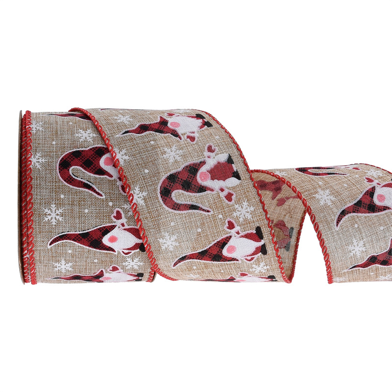 Dibujos Animados Santa Claus imitación decorativa cinta de cáñamo 63mm transfronteriza nueva Navidad lindo enano alambre cinta de cáñamo