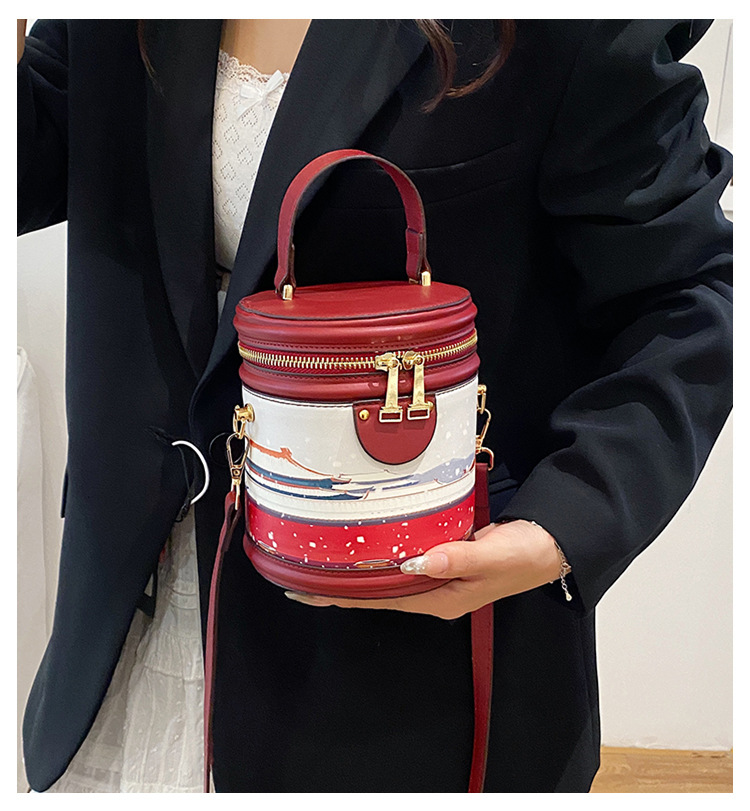 Bolsa tiracolo de balde com graffiti para mulher estilo coreano_voghion.com