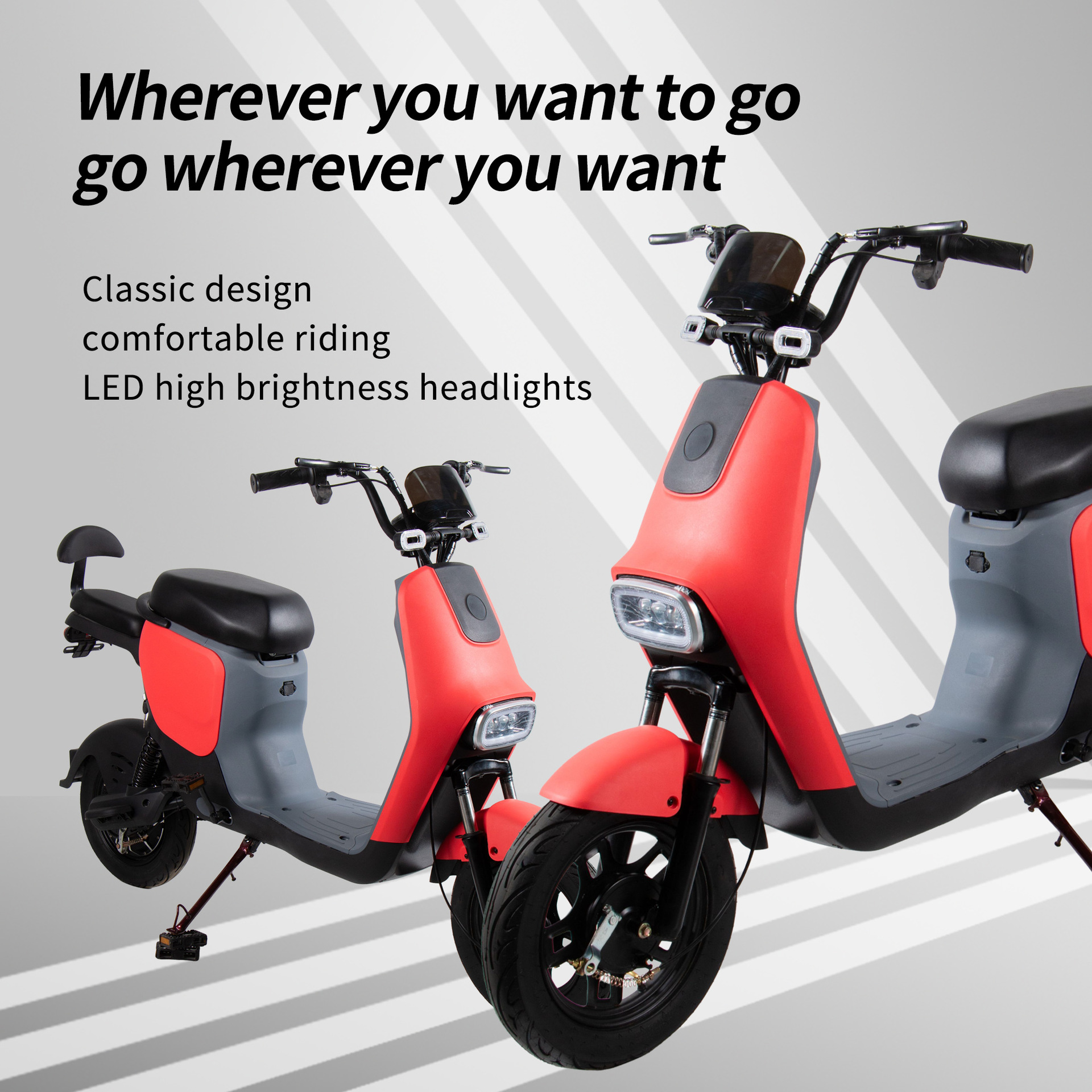 Bicicleta Eléctrica de Dos Asientos M12 de Acero al Carbono, Con Amortiguación, 3 Velocidades para Traslado Diario image 3
