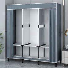 简易衣柜家用卧室全钢架单人宿舍组装布衣柜出租房收纳防尘小衣橱