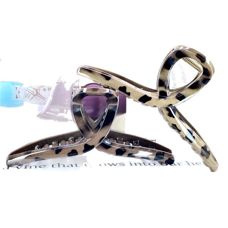 Gran francés retro leopardo Cruz clip de pelo de las nuevas mujeres elegante temperamento espalda Cabeza horquilla accesorios para el cabello