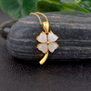 Pendant from Yunnan province, stone inlay jade, four-leaf clover, silver 925 sample, wholesale