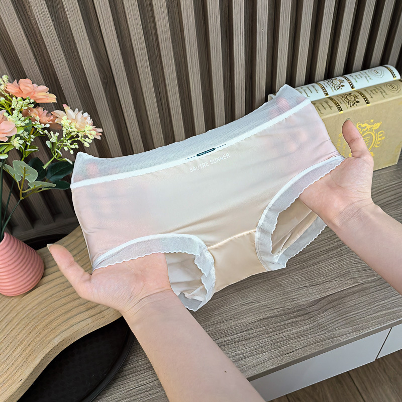 Piel de hielo ultrafina, ligero, sedoso, sin costuras, máscara de alta elasticidad, pantalones desnudos, bacterias del ácido láctico, entrepierna, ropa interior de seda de hielo, refrescante