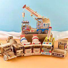 複数の木の車の模型シリーズの木の土掘り機の子供のおもちゃの運送工事の車の木の車の卸売り