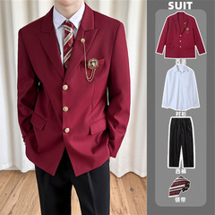 日本のカレッジスタイルの男の子dkスーツ制服ジャケットjk学校供給赤いスーツ学生ハンサムクラススーツ