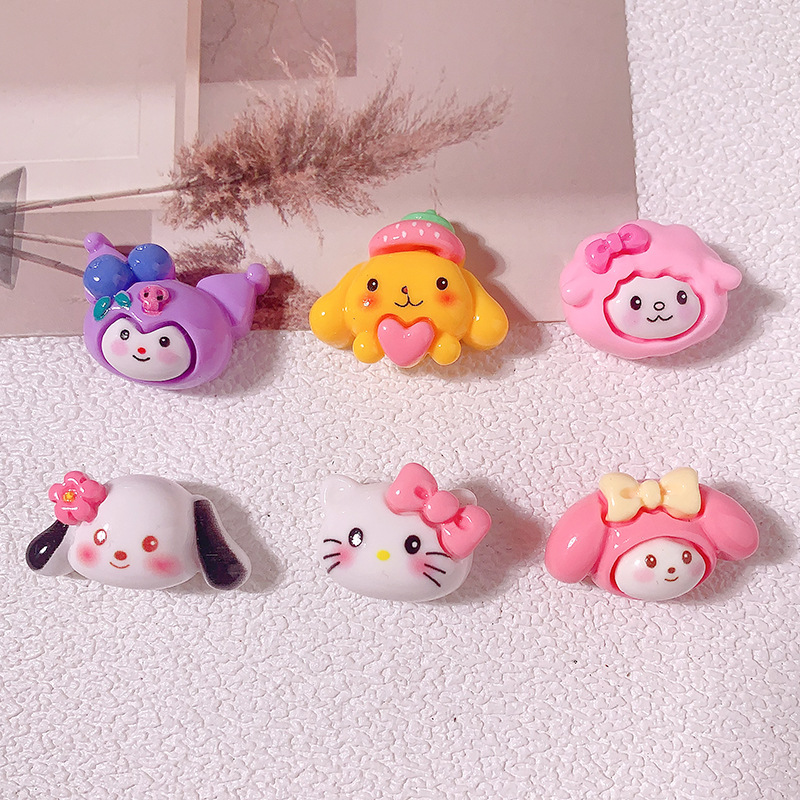 Nuevos dibujos animados semi-estereoscópios Sanrio DiDi accesorios de resina crema pegamento para el cabello adornos de cabello colgante de caso de teléfono móvil hechos a mano