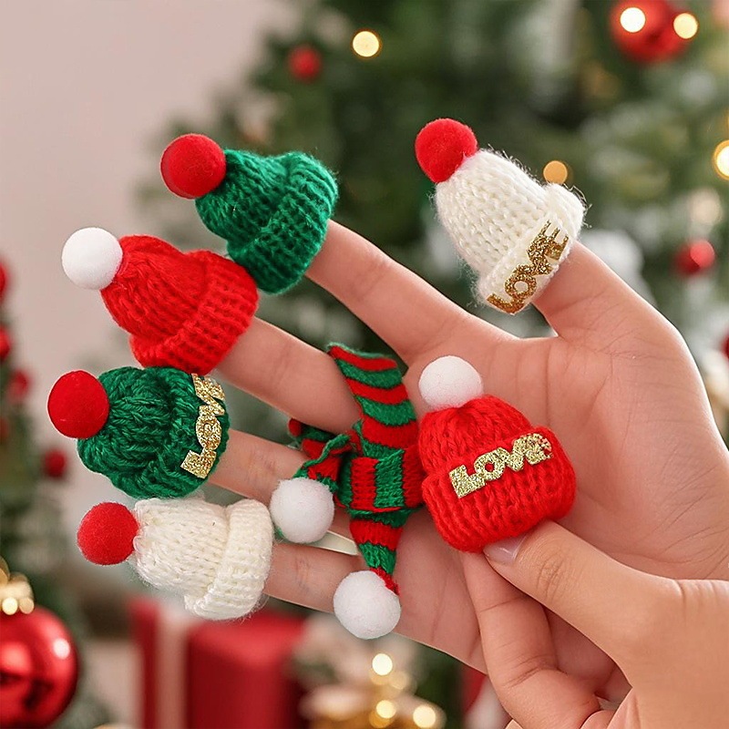 クリスマス帽子かわいいミニ赤いウールの小さな帽子ヘアピンヘアアクセサリーワインボトル帽子クリスマスホリデードレスアップ装飾|undefined