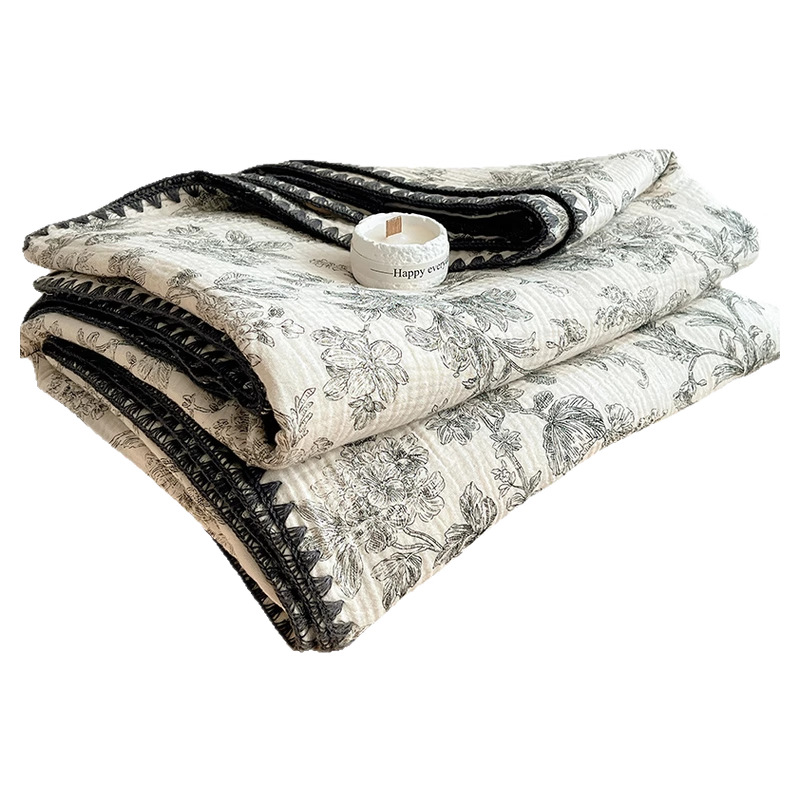 Classe A algodón de doble capa de hilo, manta de verano, manta de aire acondicionado de algodón delgada, manta de sofá dormitorio para cama image 5
