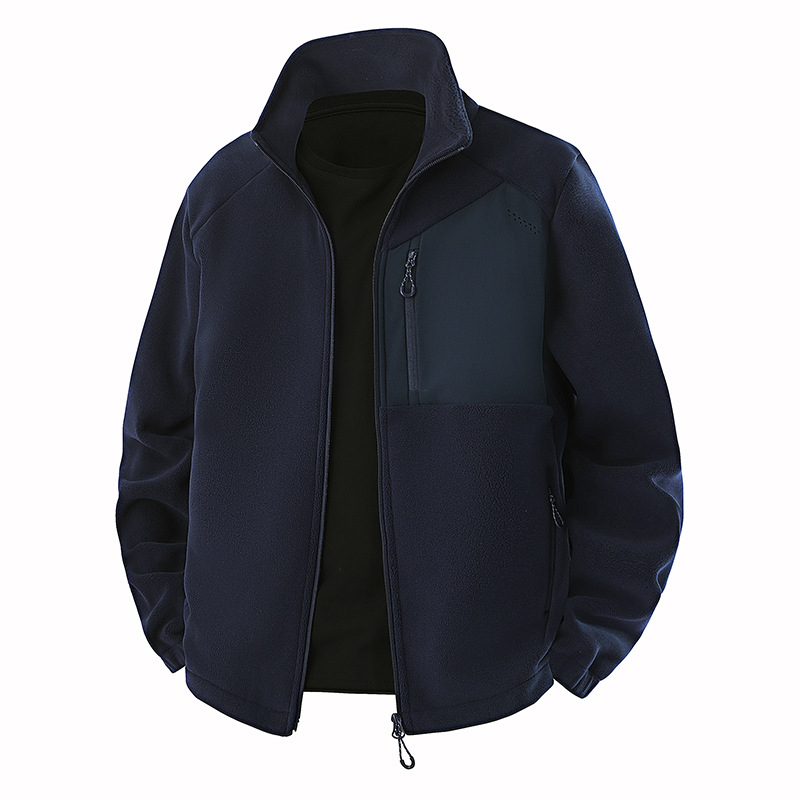 Shake-off chaqueta de cuello vertical hombre otoño invierno doble cara chaqueta interior de terciopelo cálido hombre cardigán camiseta de deporte ropa superior