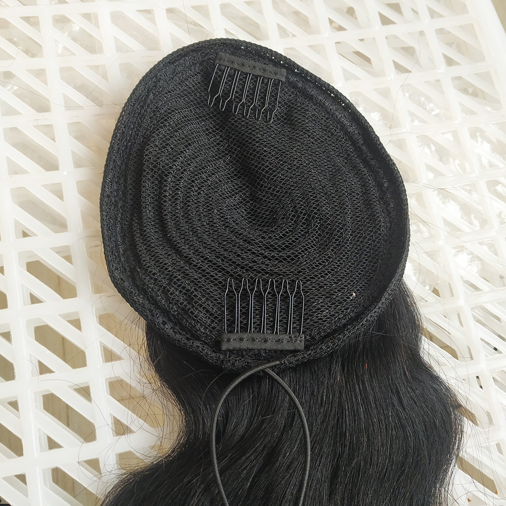 Real Human Hair Ponytail Body Wave Drawstring Extension Piece_voghion.com