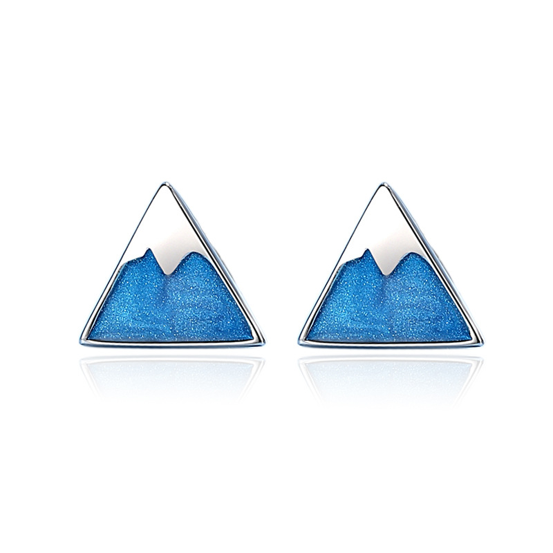 S925 plata esterlina iceberg Fuji montaña pendientes para las mujeres estilo japonés y coreano japonés mini nieve montaña triángulo pendientes al por mayor