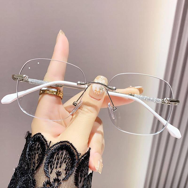 2025年ホットスタイルコレクション女性用老眼鏡、中高年向けの新しい高精細抗青色光ファッショナブルなフレームレス老眼鏡|undefined