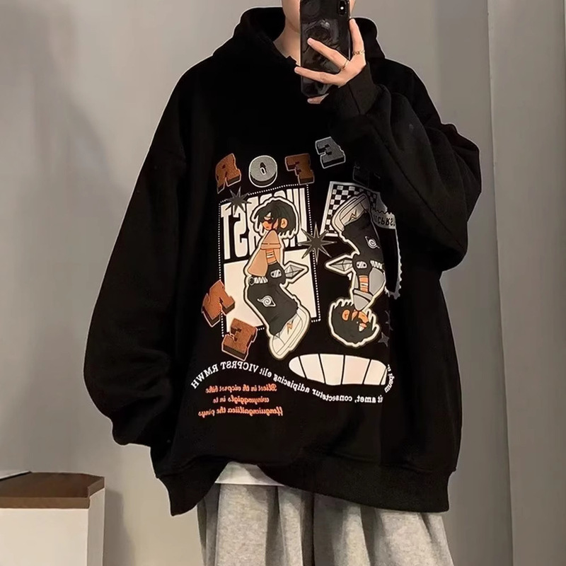 Men's Hooded Sweatshirt Spring and Autum Hong Kong Style Loose Trendy Brand Letter Print Versatile Jacket 2022 New Style Men's Hooded Sweatshirt Spring and Autum Hong Kong Style Loose Trendy Brand Letter Print Versatile Jacket 2022 New Style