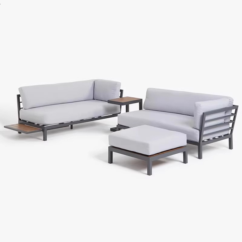 Nórdico al aire libre de aleación de aluminio sofá patio al aire libre vino muebles al aire libre sofá teca sofá jardín Silla de ratán