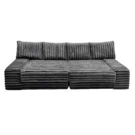 跨境出口双层大条纹慵懒沙发直排客厅休闲布艺50D海绵真空压缩沙