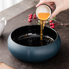 Extra-large Tea Wash Ceramic Office Cup Cleaner Container Flower Pot Household Cup & Pen Washer Tea Residue Bin Cup Cleaner Tea Set Accessory