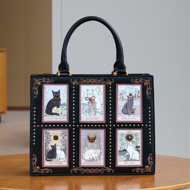 2025 Fashion New Niche Tarot Set Brick Handbag Large Capacity Cute Cat Tote Bag Light Luxury Complex