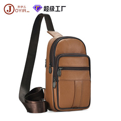 Pure leather versatile chest bag outdoor casual backpack men's bag new trend brand men's genuine leather chest bag men's leather bag