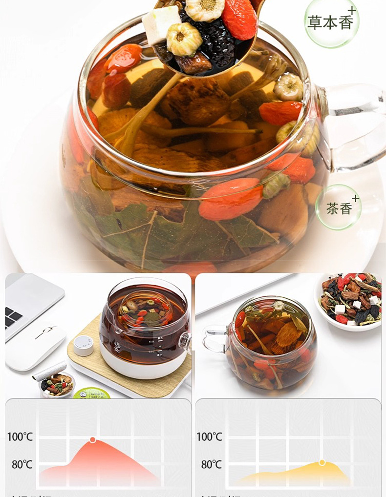 Chrysanthemum Cassia Seed Tea with Red Bean Euryale Barley Ginseng and Donkey Hide Gelatin 240g 15 Cup Gift Box in use