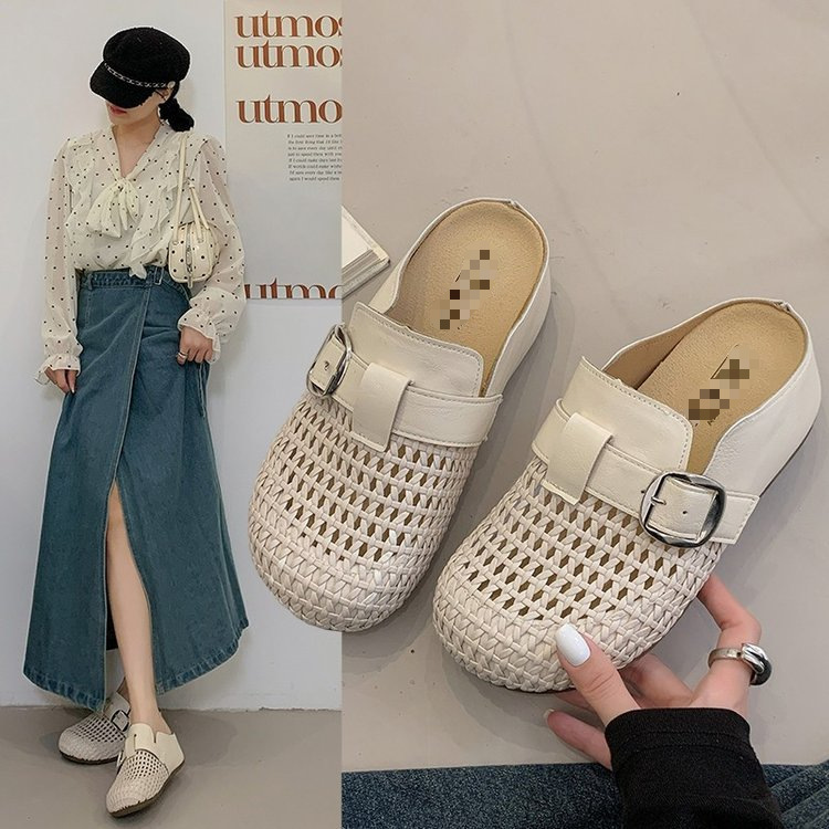 Baotou aumento de altura zapatillas de un pie de mujer verano outdoor hollow sluggish 2026 nuevas zapatillas breathables Burken