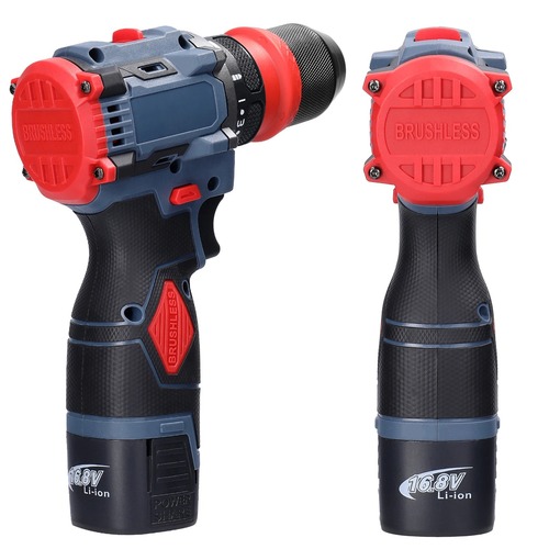 18V 2-in-1 Electric Screwdriver Drill with Brushless Motor 45Nm Rechargeable Multi-function Screwdriver Impact Drill