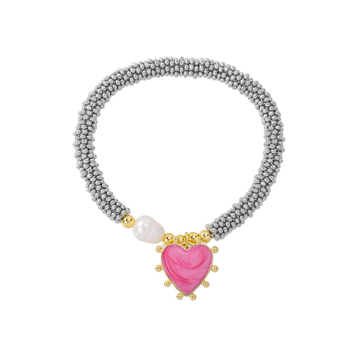 Beaded Chain Chain Type 1 Piece Quantity Wholesale Jewelry INS Style IG Style Heart Shape Copper Plating Beaded Chain Caviar Bracelet