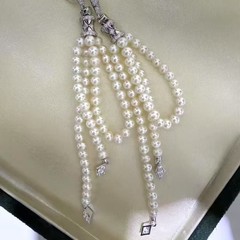 中古風流蘇耳線3-4mm淡水真円ほぼ高品質真珠の仕事が美しい