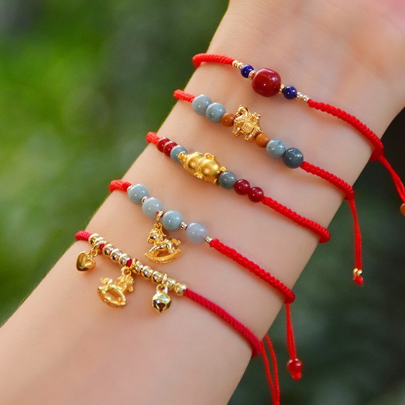 2025生肖马年本命年蛇红绳手链女手工编织手绳闺蜜手链手饰品批发