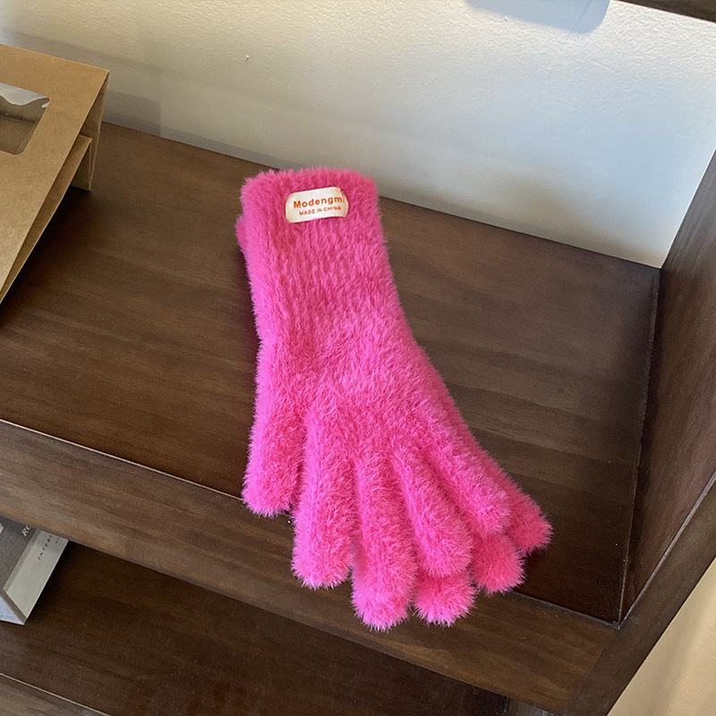 Guantes de invierno caliente, grueso y alargado 2025 nuevo muñeca larga de peluche pantalla táctil guantes de punto al por mayor