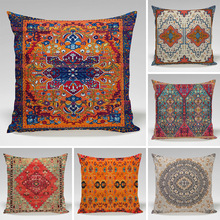 跨境复古波斯几何图案短毛绒抱枕套酒店方形沙发抱枕靠垫北欧风格